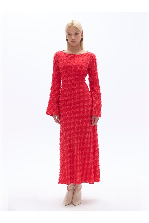 Sırt Dekolteli Maxi Elbise - 4