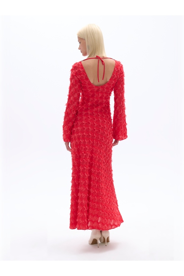 Sırt Dekolteli Maxi Elbise - 6