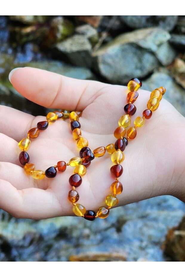 Damla Amber Mixed Bright Color Adult Necklace Baroque