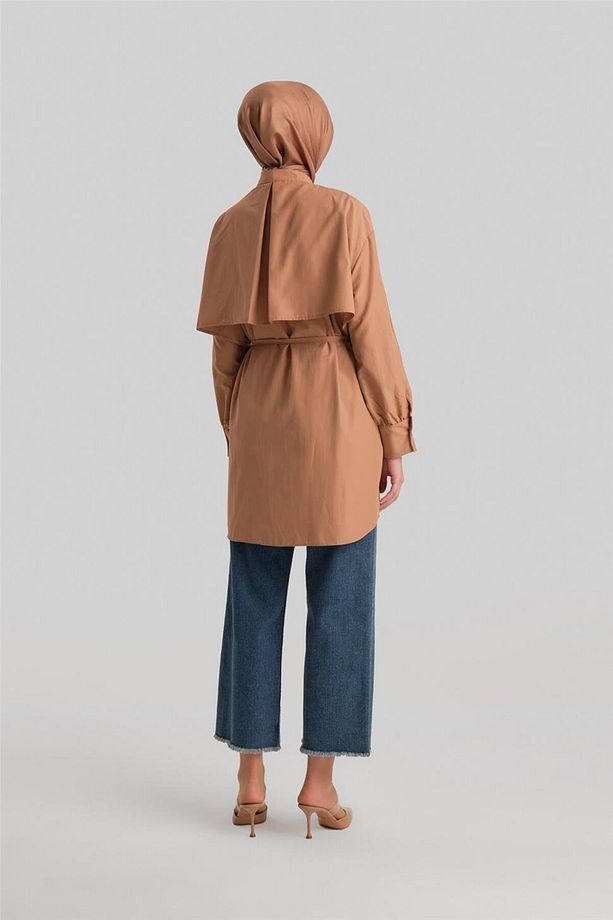 Rüzgarlıklı Coton Gömlek Ort3442 Camel - 6