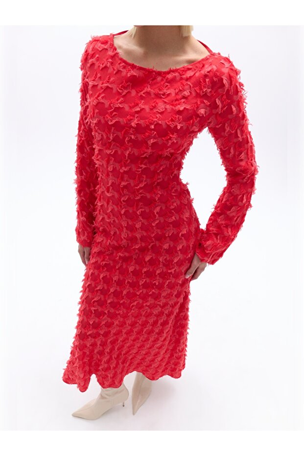 Sırt Dekolteli Maxi Elbise - 5