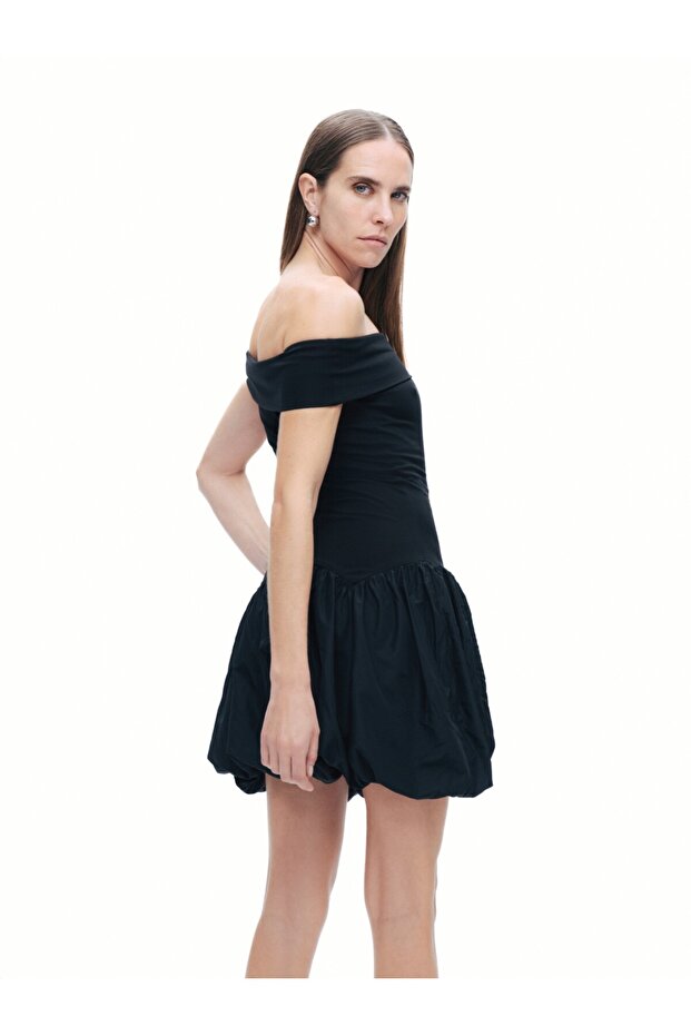 Açık Omuzlu Mini Elbise - 4