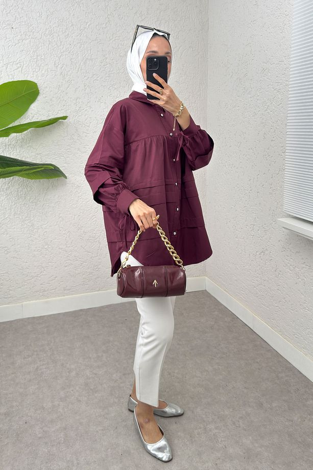 Double Kat Detaylı Tunik 2250 - BORDO - 3