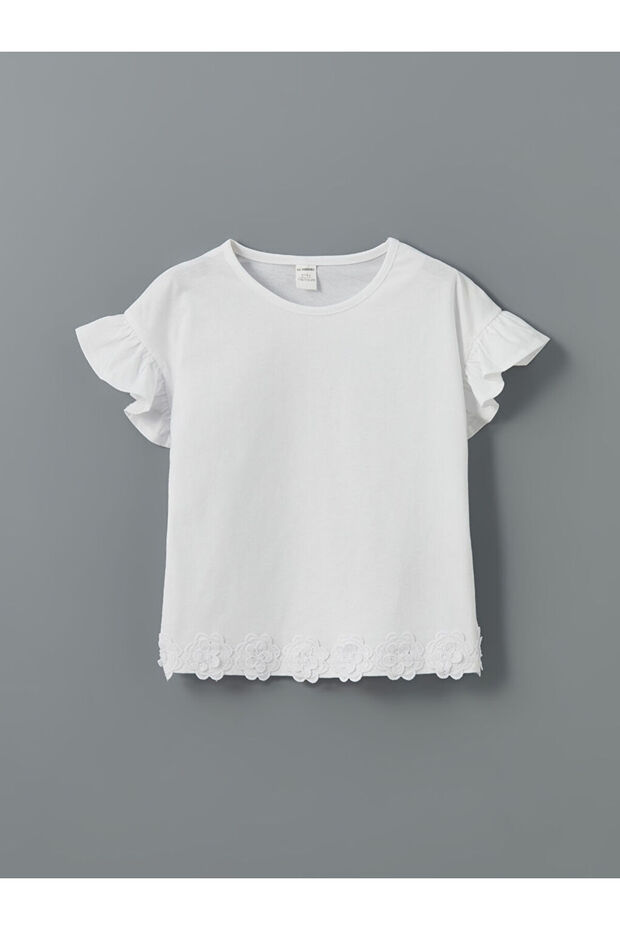 Crew Neck Short Sleeve Basic Girl's T-Shirt