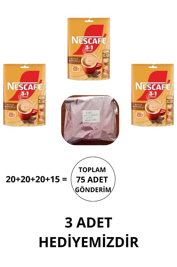 Nescafe 3ü1 Arada Sütlü Köpüklü Kahve 72 Adet 17,4 Gram 12397895 - 1