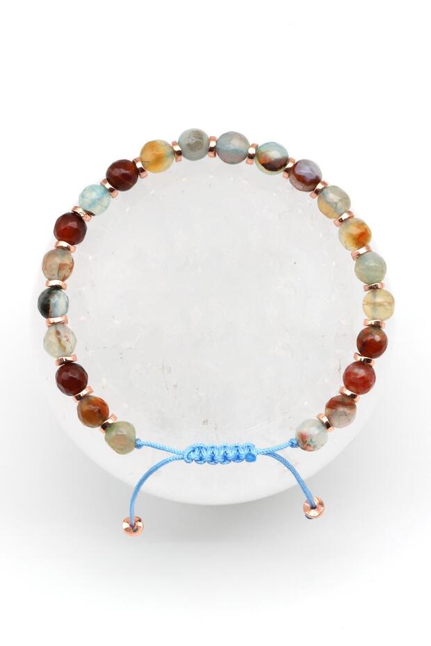 Agate Natural Stone Macrame Knitted Bracelet Facet Cut