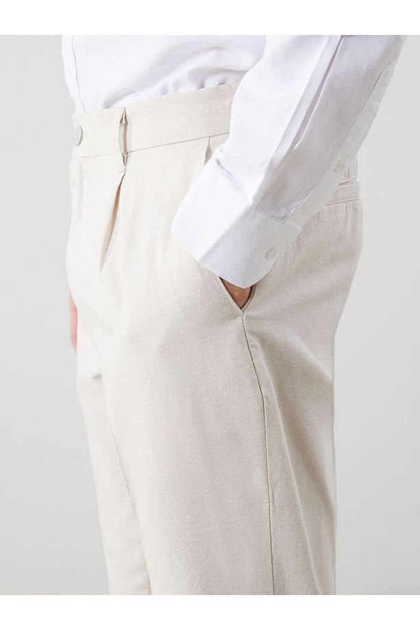 LCW Vision Bej Standart Kalıp Keten Karışımlı Erkek Pantolon - 3