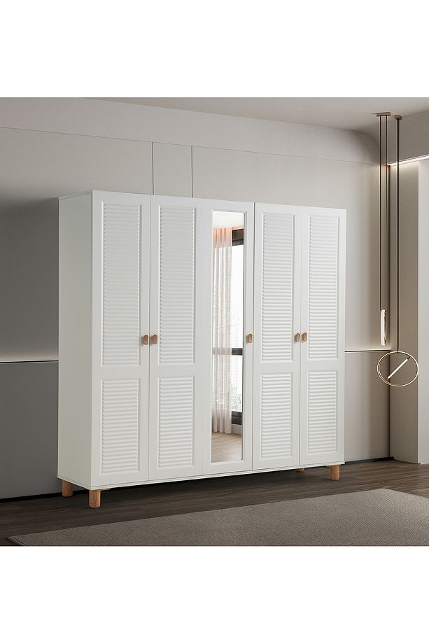 Favori %100 Mdf Membran 5 Kapaklı Dolap Gardıro - 1