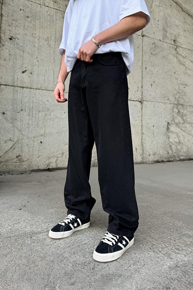 Basic Yıkamalı Regular Jean Siyah - 3