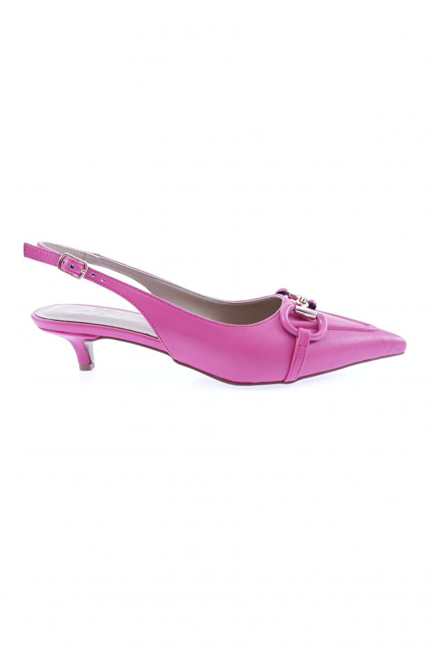 4205-23Y Women's Ankle Strap Buckle Short Heeled Shoes Fuchsia