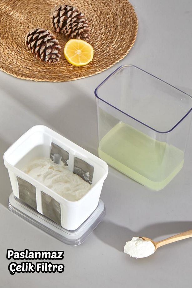 2 Adet 2200ml Yoğurt Süzme Aparatı Evde Süzme Aparatı Peynir Yapmak Artık Kolay - 3