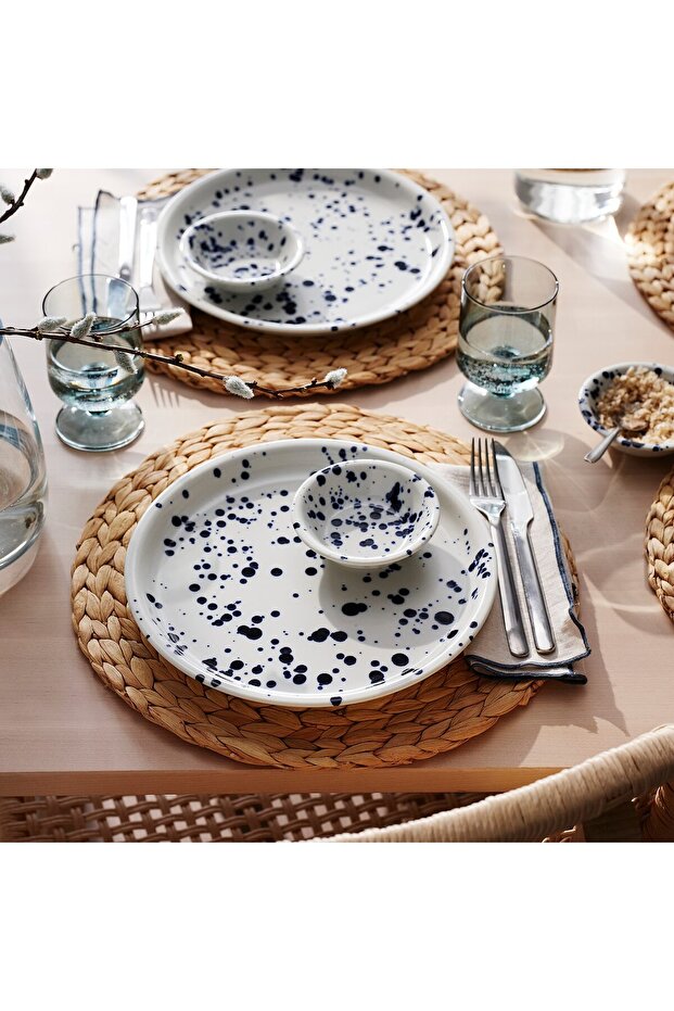 طبق منقوش/أزرق، 26 سم - 4