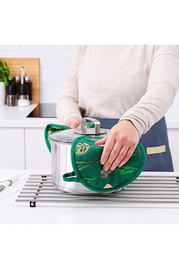 حامل وعاء، منقوش/أخضر غامق - 3