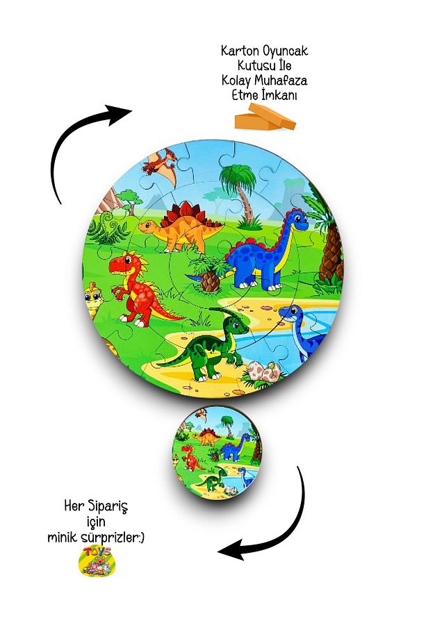 Dinazor Puzzle, Ahşap Dinazor Puzzle, Mega Boy Puzzle, Okul Öncesi Puzzle - 5