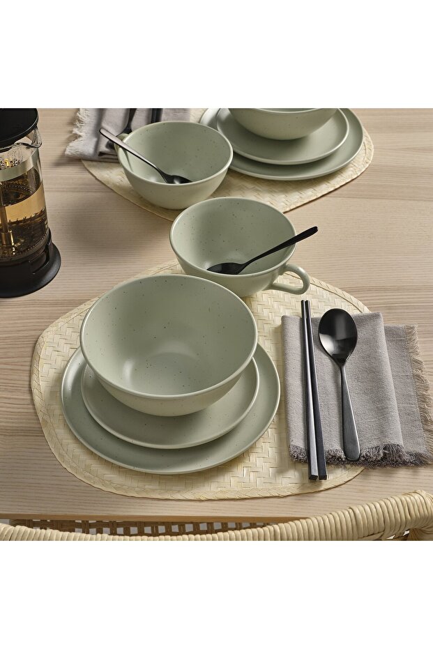 طبق منقوش/أخضر فاتح، 22 سم - 4