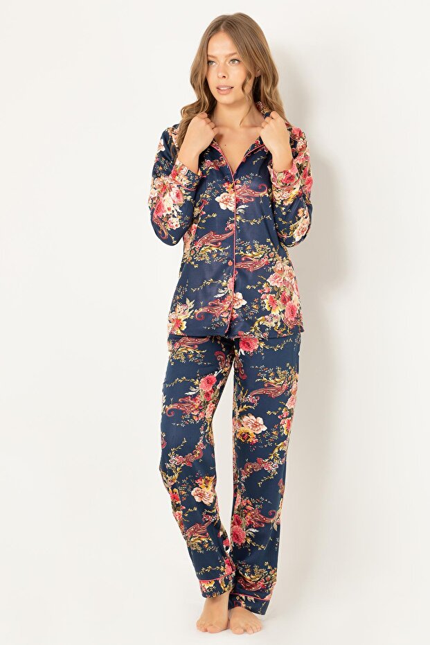 Natural Viscose Soft Pajama Set - Buttoned - 6
