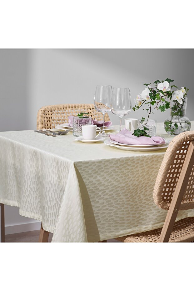 Tablecloth, patterned white, 145x240 cm - 2