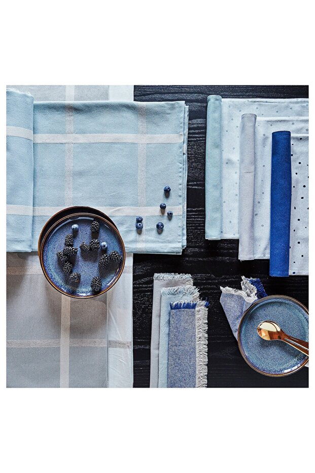 مفرش طاولة، أزرق، 145×240 سم - 7