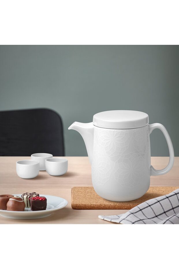 إبريق شاي، أبيض، 1.0 لتر - 5