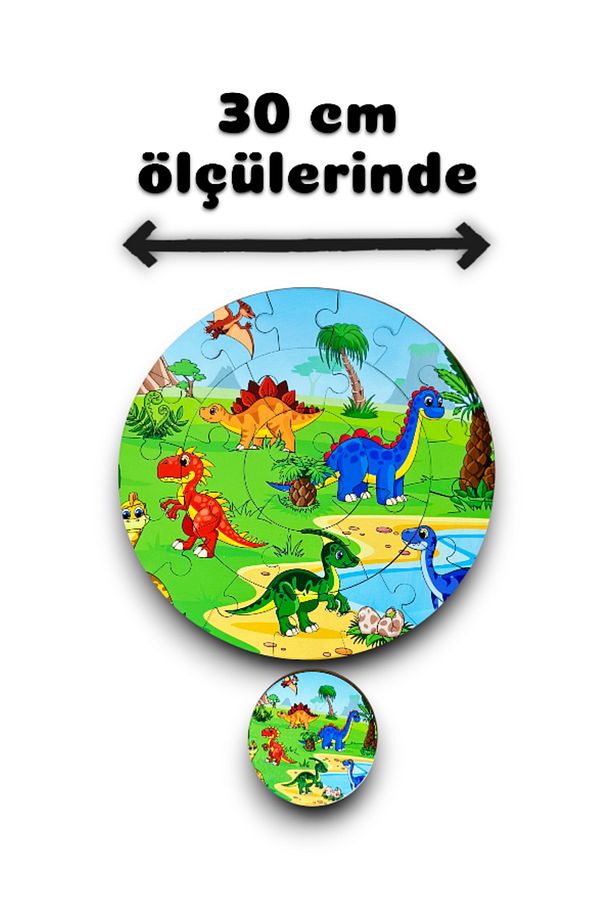 Dinazor Puzzle, Ahşap Dinazor Puzzle, Mega Boy Puzzle, Okul Öncesi Puzzle - 2