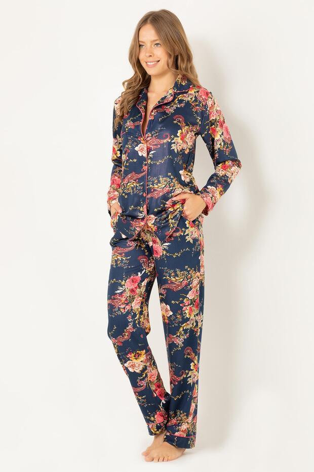 Natural Viscose Soft Pajama Set - Buttoned - 8