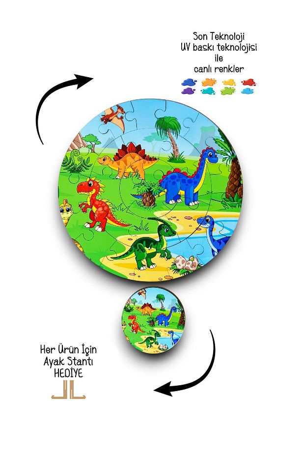 Dinazor Puzzle, Ahşap Dinazor Puzzle, Mega Boy Puzzle, Okul Öncesi Puzzle - 6