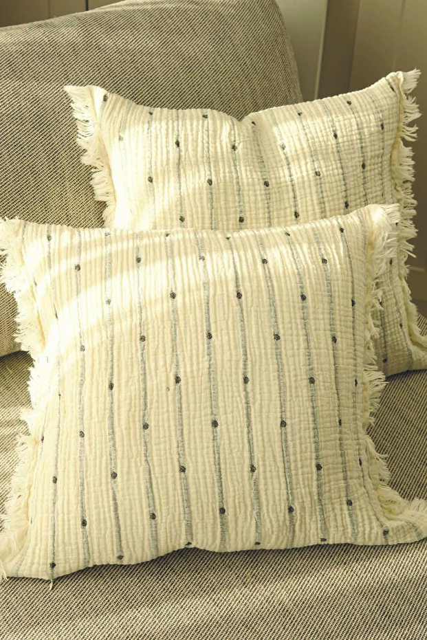 2-Piece Muslin Throw Pillow Cover - 100% Cotton - 3 Layers Muslin - Polka Dot