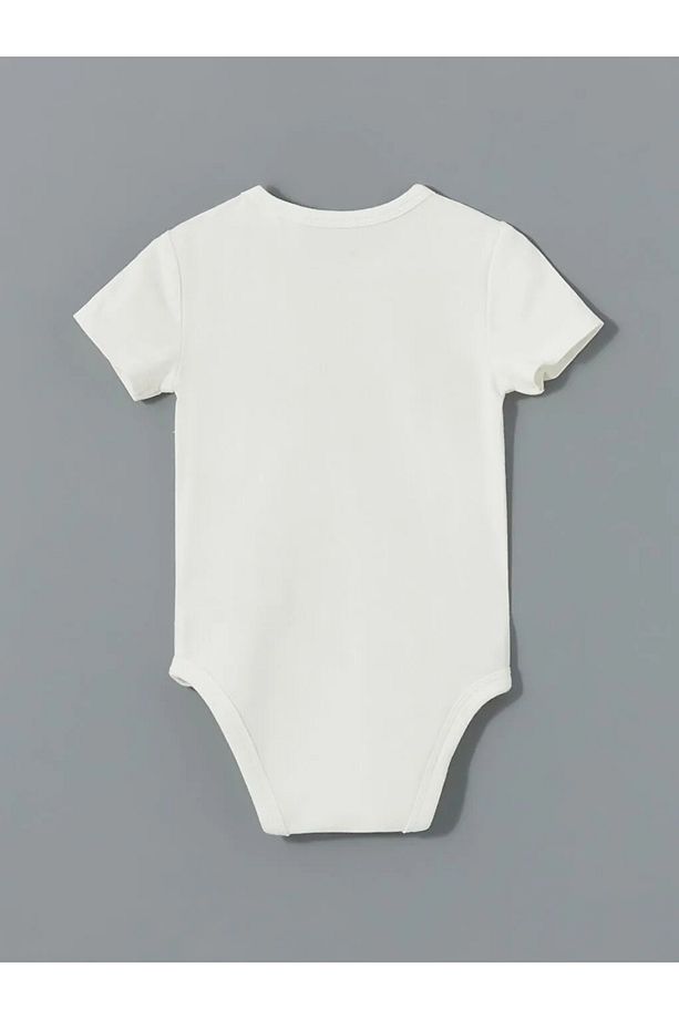 LCW baby Ekru Erkek Bebek Çıtçıtlı Body ve Şort 2'li Takım - 3