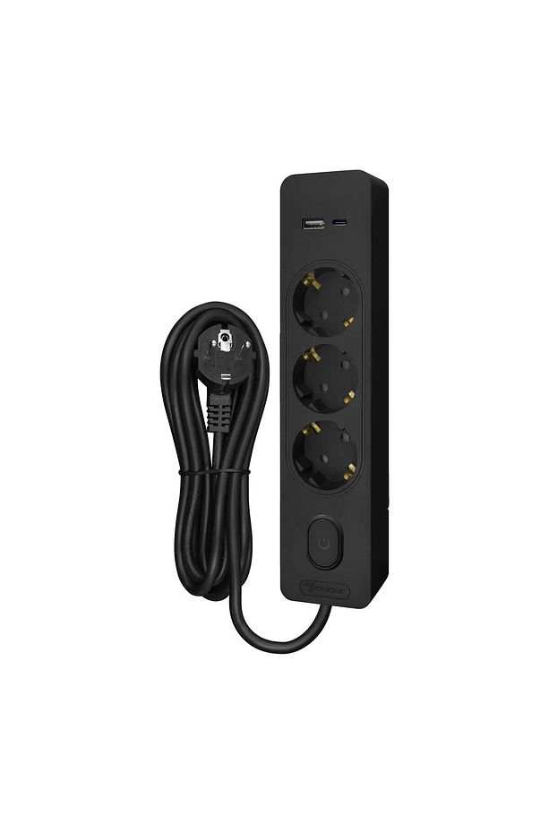 Kablolu Usb/type-c 20 W Hızlı Şarj 3'lü 2 Metre Siyah Grup Priz - 3