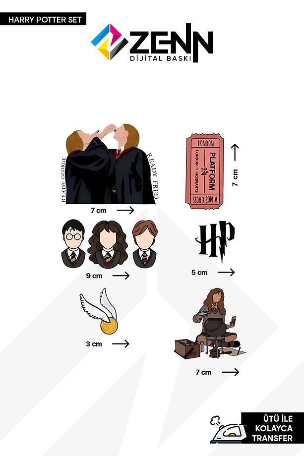 Harry Potter Seti Ütü İle Yapışan Dtf Baskı - 1