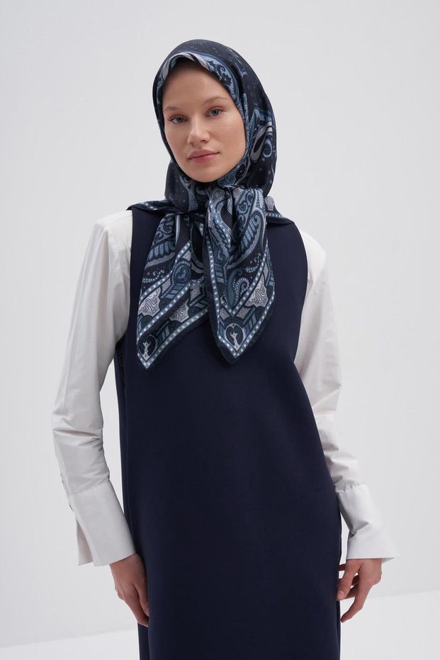 Emera Indigo Mulbary Silk Scarf