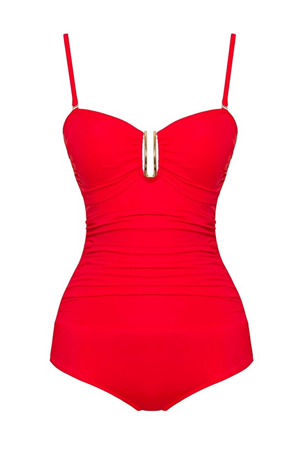 Geraffter Badeanzug mit Accessoires - 1