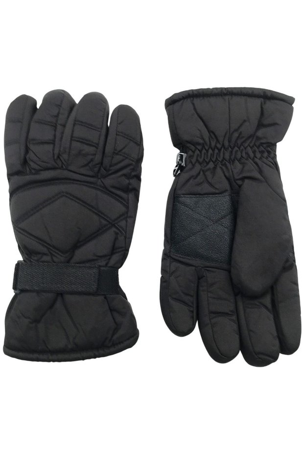 Women's Black Velcro Waterproof Snow Gloves - One Size | Adjustable