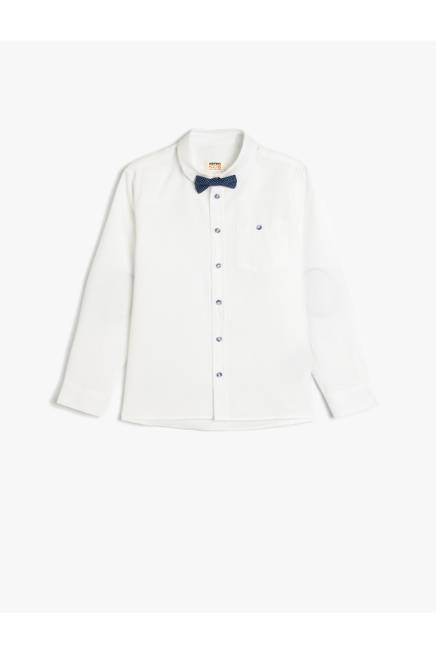 white Bowtie Detail Shirt