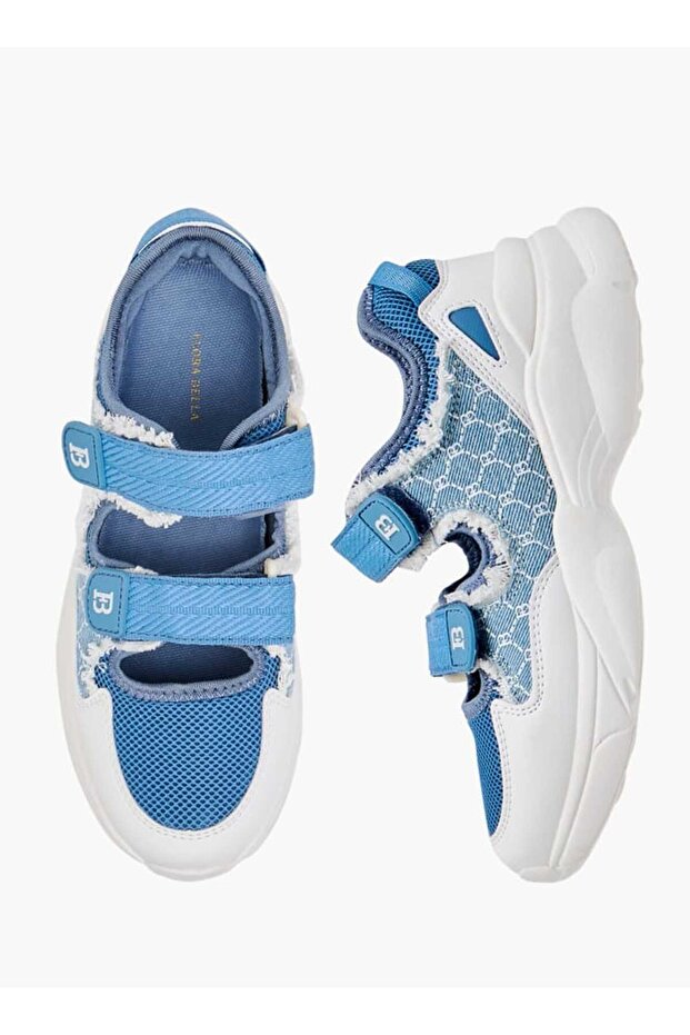 Flora Bella Monogram Print Sneakers with Hook and Loop Closure