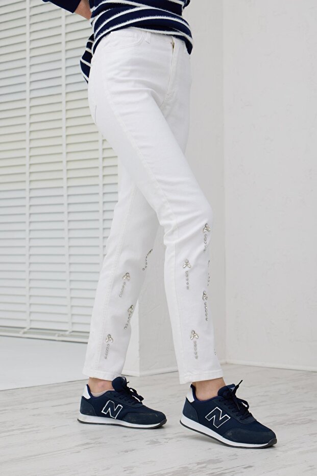 TAŞ DETAYLI KOT PANTOLON - 3