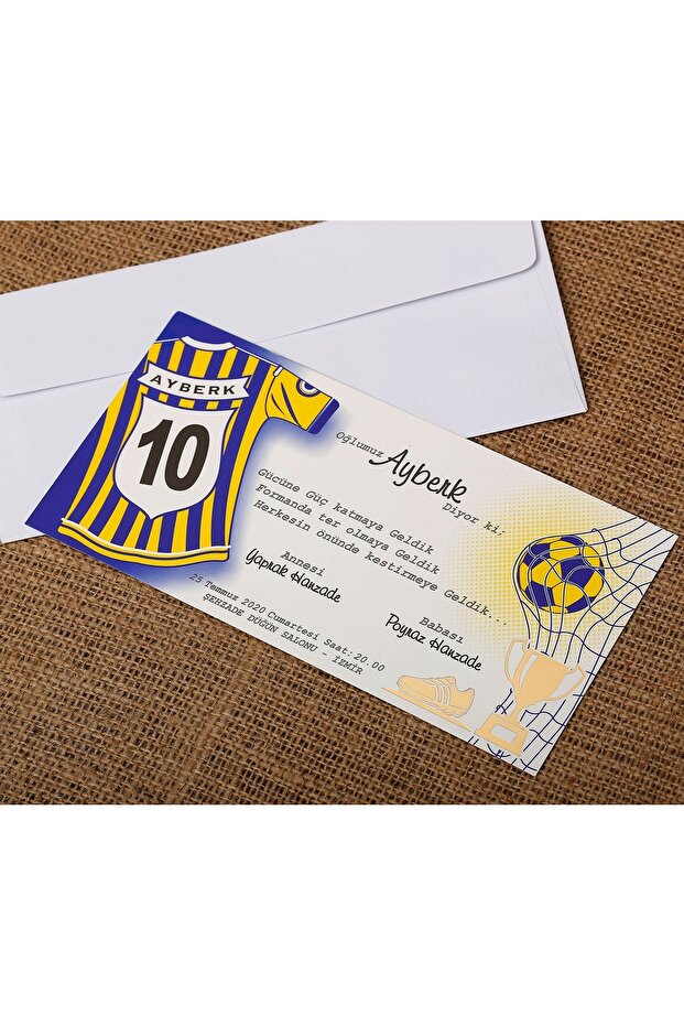 50 Adet Sarı Lacivert Taraftar Sünnet Davetiyesi, Baskı Hariçtir 149311 - 2