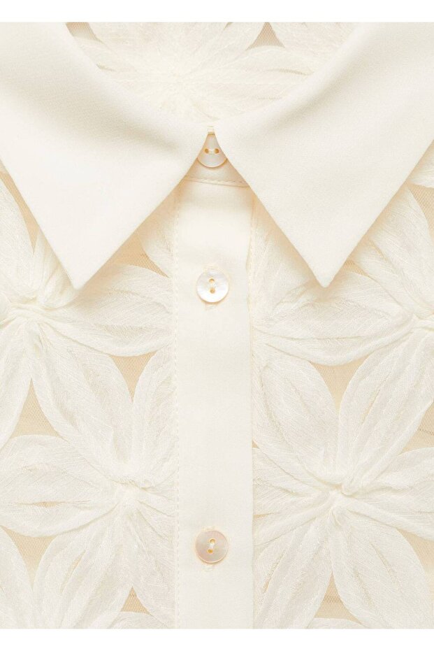 Çiçek Dokulu Dantel Gömlek - 7