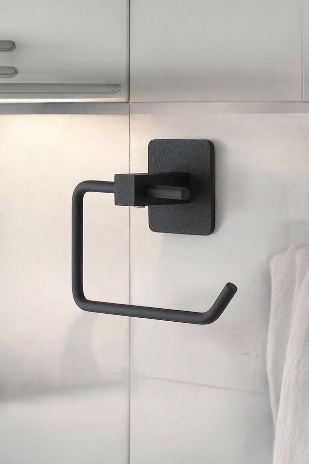 Kare Yapışkanlı Siyah Açık Tuvalet Kağıtlığı WC tuvalet kağıtlığı, Peçetelik tutucu - 2