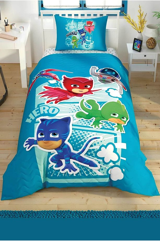 Lisanslı PJ Masks Hero Kapitoneli Tek Kişilik Uyku Seti + Yorgan + Yastık - 3