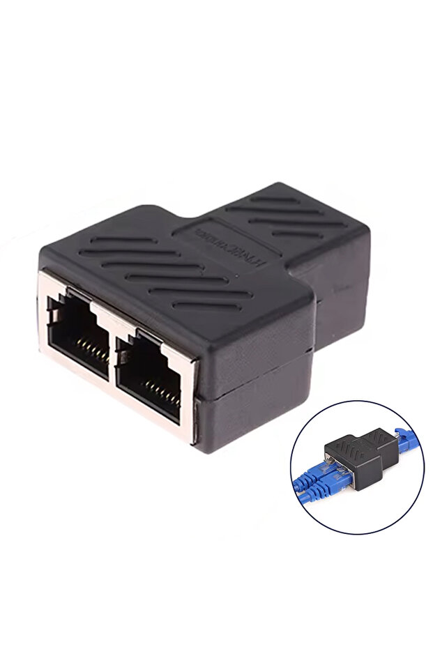 TAK ÇALIŞTIR İNTERNET GİRİŞİ ÇOKLAYICI RJ45 TO 2X RJ45 DİŞİ SPLİTTER ADAPTÖR - 2