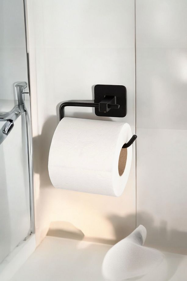 Kare Yapışkanlı Siyah Açık Tuvalet Kağıtlığı WC tuvalet kağıtlığı, Peçetelik tutucu - 1