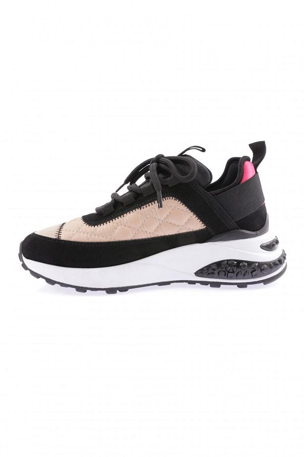 Kadın Kalın Taban Bağcıklı Sneakers Ayakkabı Bej 7683363 - 3