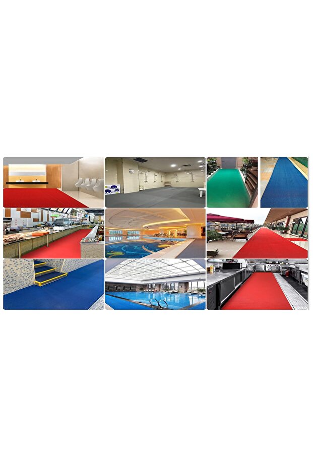 Mavi Kıvırcık Paspas Kaymaz Taban KAPI ÖNÜ Su EMİci kıvırcık halı - 2