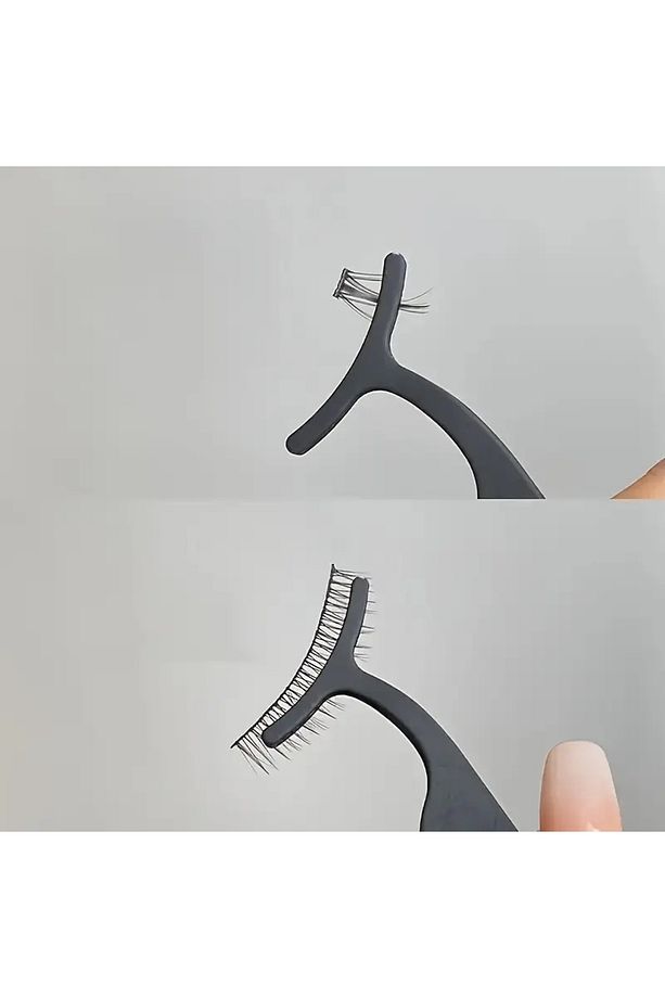 3'lü Siyah Metal-Kirpik Uzatma Aracı Seti / Hassas Pense, Kıvırıcı ve Fırça ile Depolama Kutusu - 5