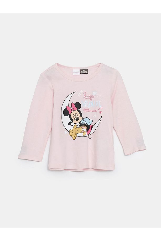 LCW Kids Pembe Bisiklet Yaka Minnie Mouse Baskılı Kız Çocuk Pijama Takımı - 2