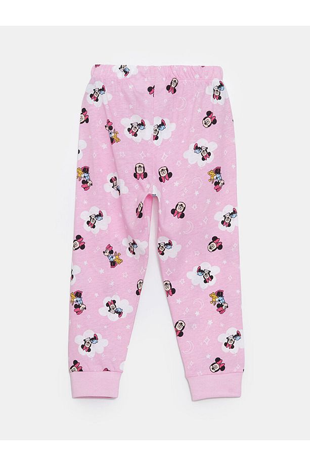 LCW Kids Pembe Bisiklet Yaka Minnie Mouse Baskılı Kız Çocuk Pijama Takımı - 5