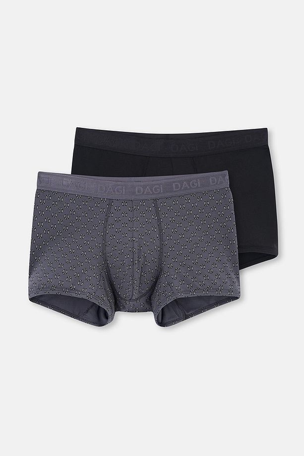 Gri-Siyah 4210 2'Li Desenli Mıcro Modal Boxer - 1