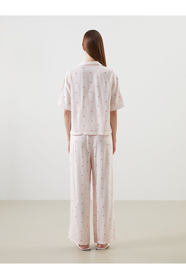 LCW Gömlek Yaka Baskılı Kadın Pijama Takımı Fast Moda - 4