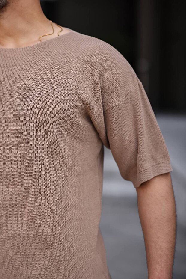 Açma Yaka Oversize Tişört - 2